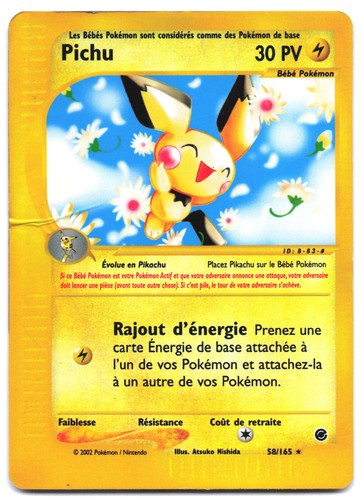 Carte pokémon pichu 165 - pichu, 58/165